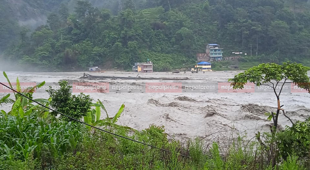 Labor camp of Melamchi Project swept away by flood, condition of laborers unknown