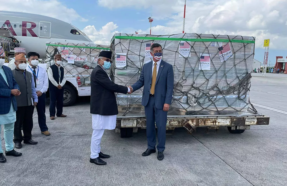 Johnson and Johnson Vaccine sent by USA arrives in Nepal, handed over to Health Minister