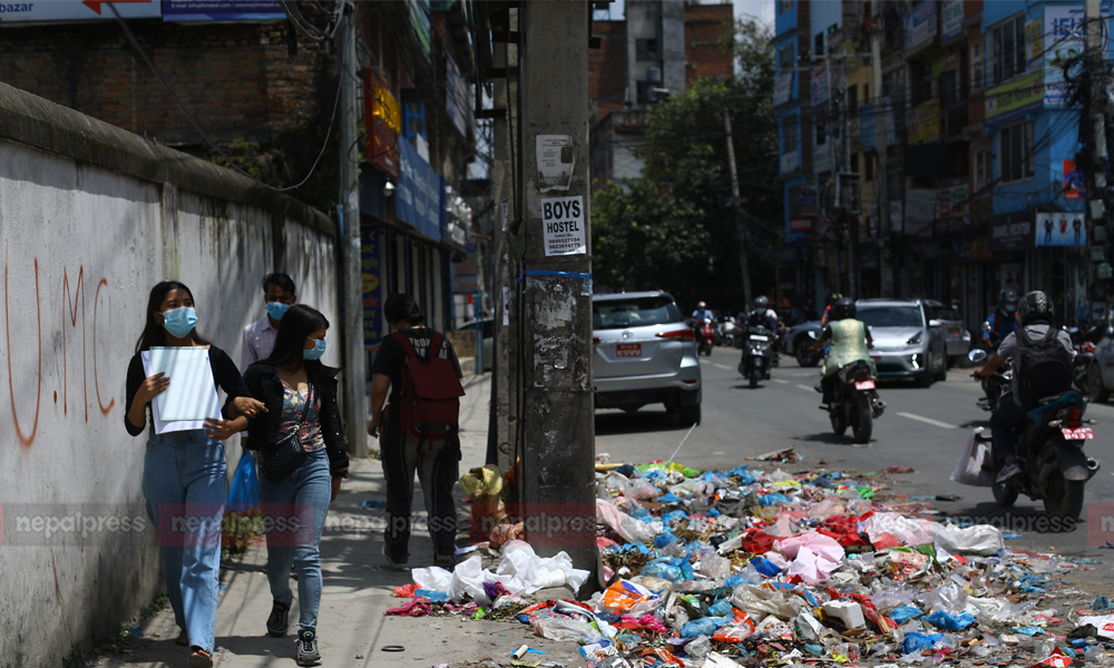 Garbage yet to be cleared off from major thoroughfares of Kathmandu
