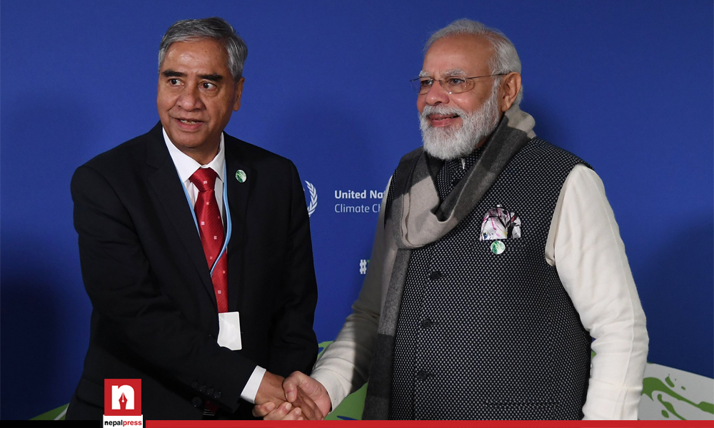 PM Deuba meets his Indian counterpart Modi in Glasgow