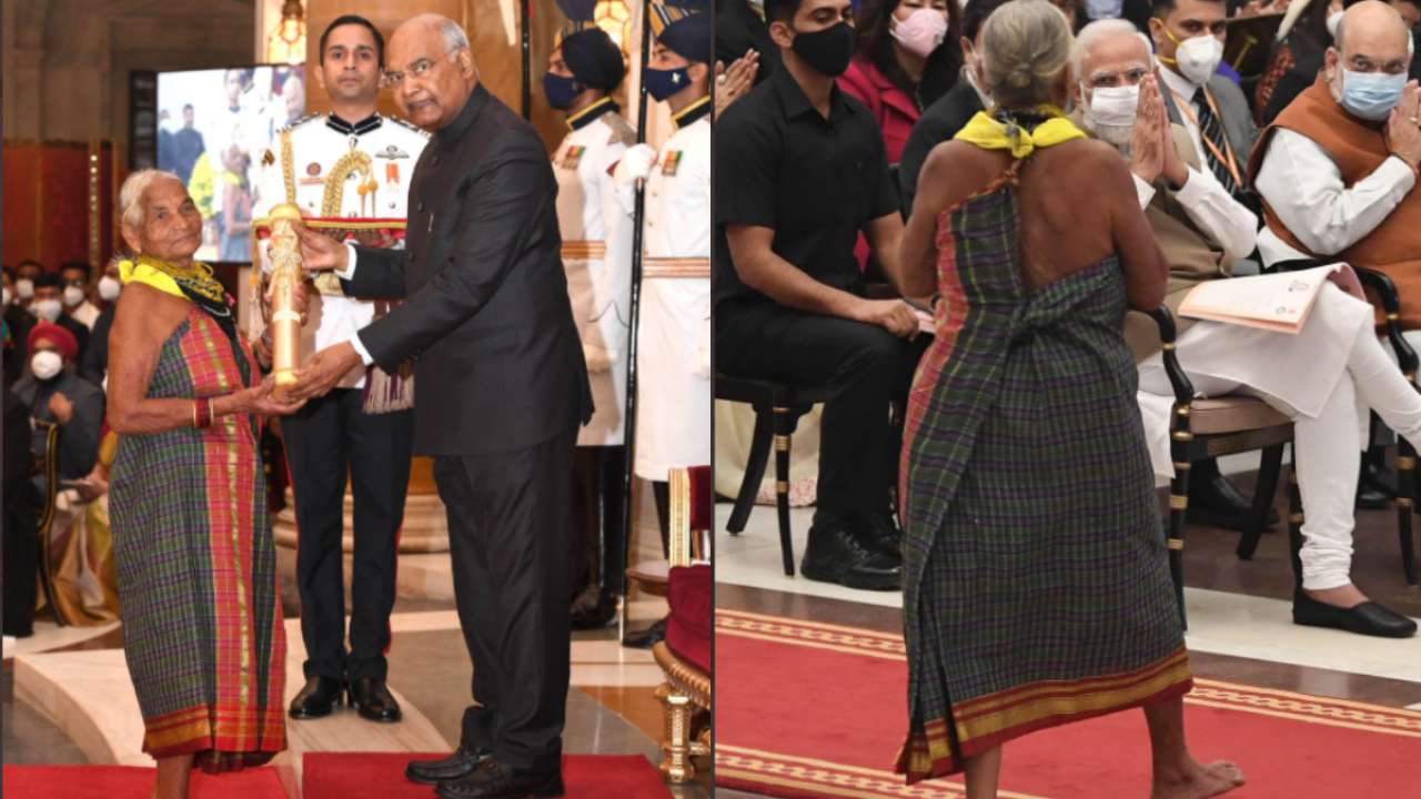 Tulasi Gowda, Hajabba go barefoot to receive Padma awards, win hearts