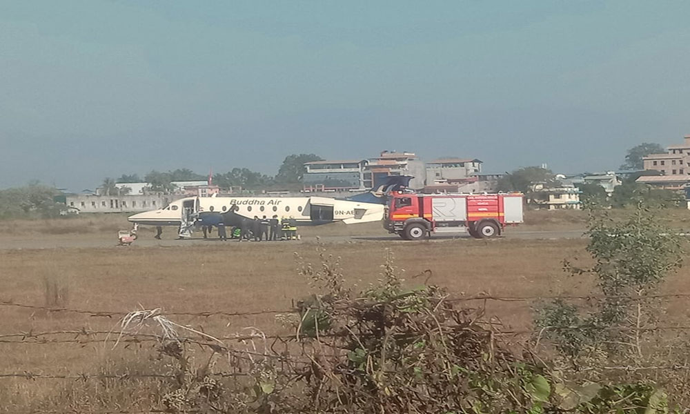 Buddha Airlines aircraft makes emergency landing at Bharatpur Airport (With video)