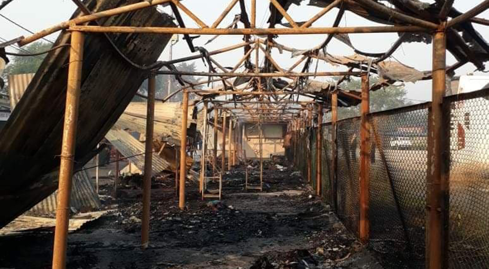 12 shops destroyed in Lumbini bus park fire