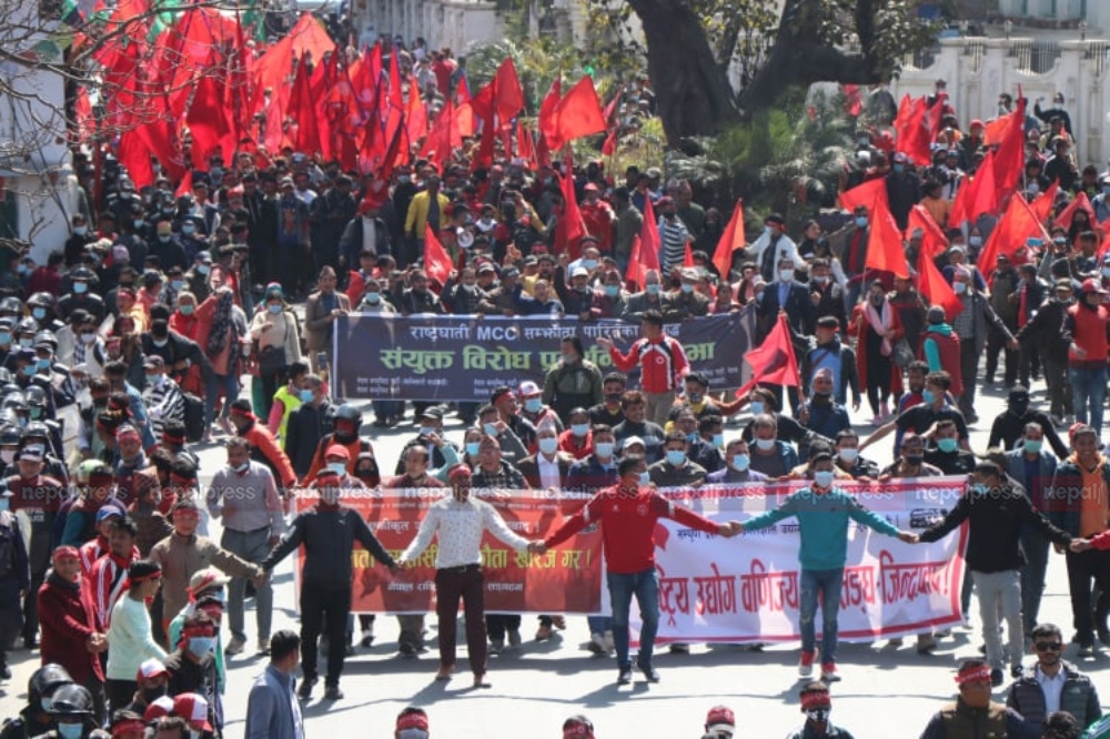 Communist parties continue protests against MCC (With photos)