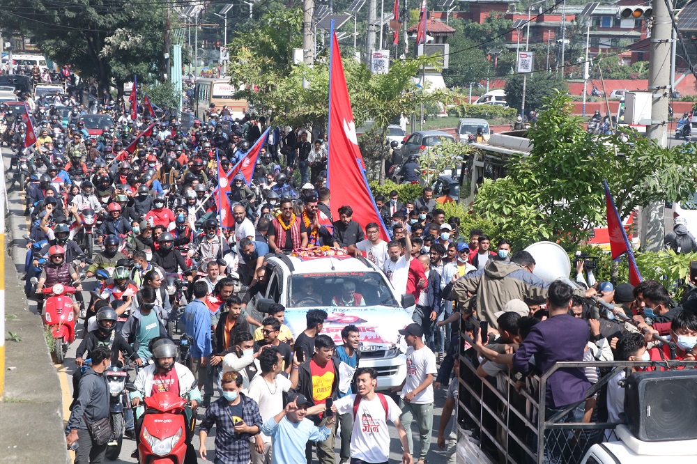 Newly elected mayor of Kathmandu Metropolitan City Balen Shah’s victory rally begins (With photos)