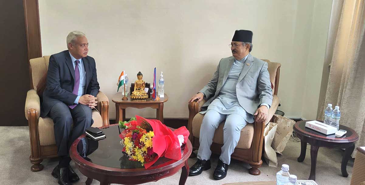 Indian Ambassador to Nepal Srivastava calls on Home Minister Khand