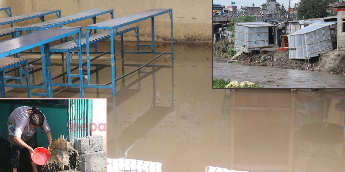 Slum areas on the bank of Manohara river inundated (With photos)