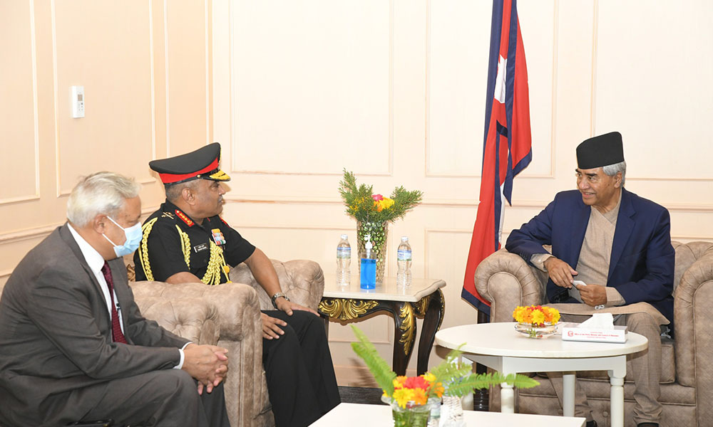 Indian Army Chief Manoj Pande pays courtesy call on PM Deuba (With video)