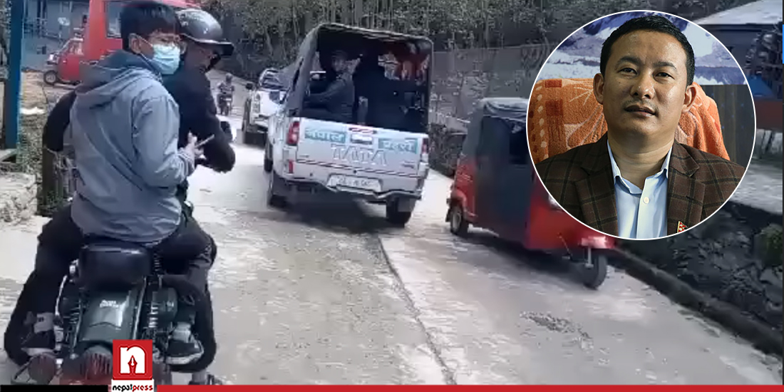 Maoist leader Indra Bahadur Angbo’s vehicle attacked (video)