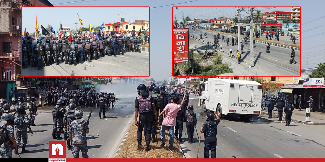 Tension runs high after police, protestors clash in Biratnagar (photos)