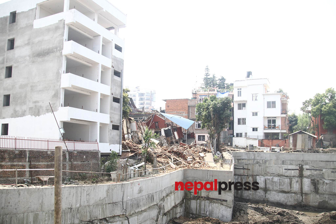 4 houses damaged during Summit Apartment construction in Lalitpur (photos/video)