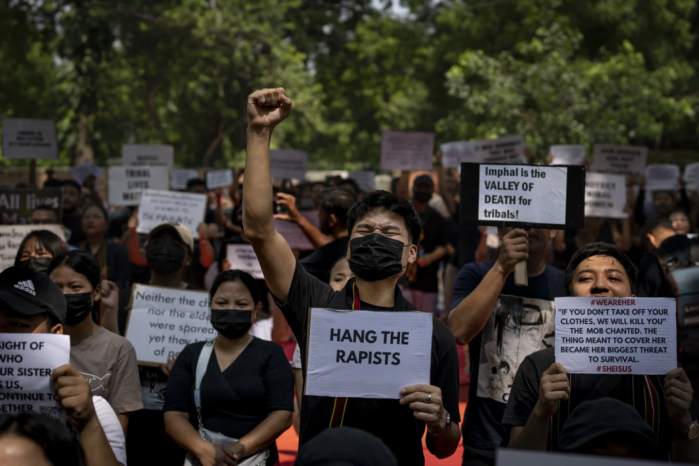 Thousands protest mob assault of women who were paraded naked in remote Indian border state