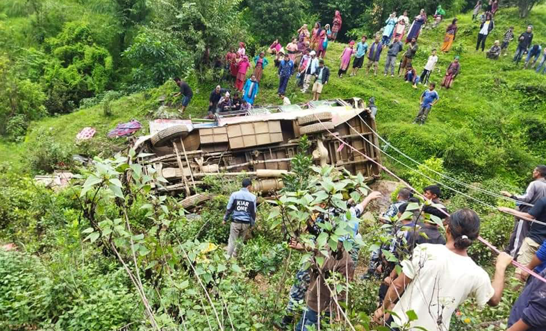 Rolpa bus accident : 4 killed, 18 injured