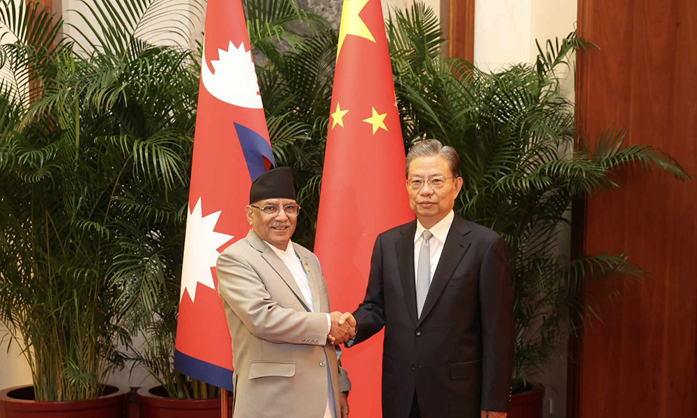 PM Dahal, Chinese People’s Congress Chair Zhao hold talks