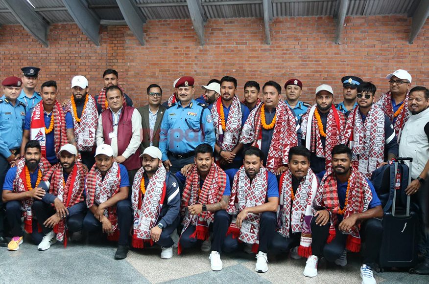Nepali cricket team returns home (With photos)