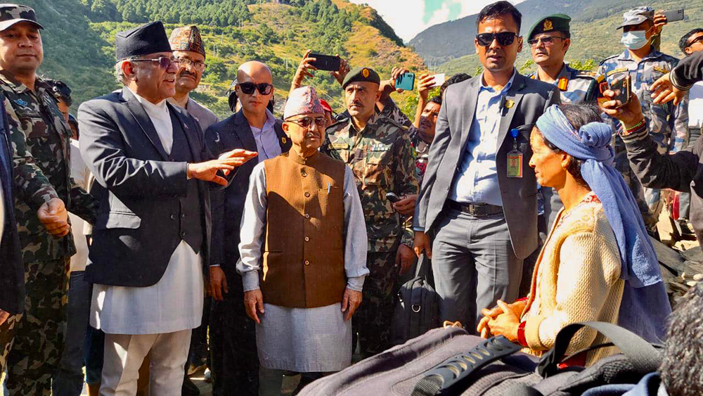 PM Dahal in Bajhang quake-hit areas (With photos)