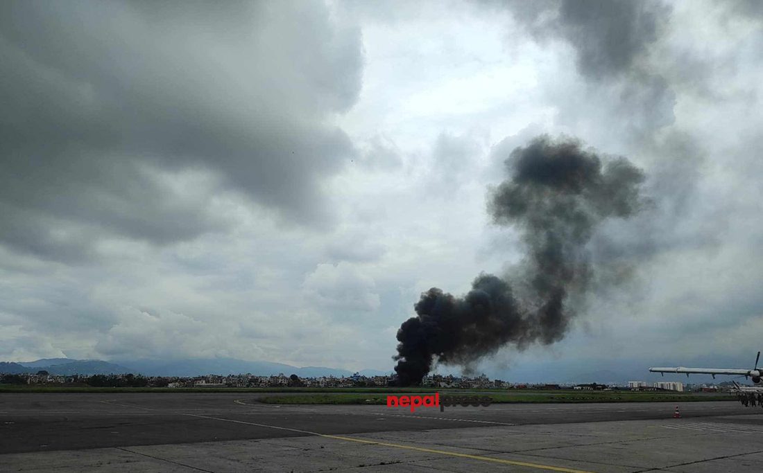 Saurya Airlines aircraft crashes at TIA (With video)