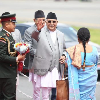 PM Oli leaves for New York (With photos)