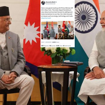 PM Oli holds meeting with his Indian counterpart Modi in New York