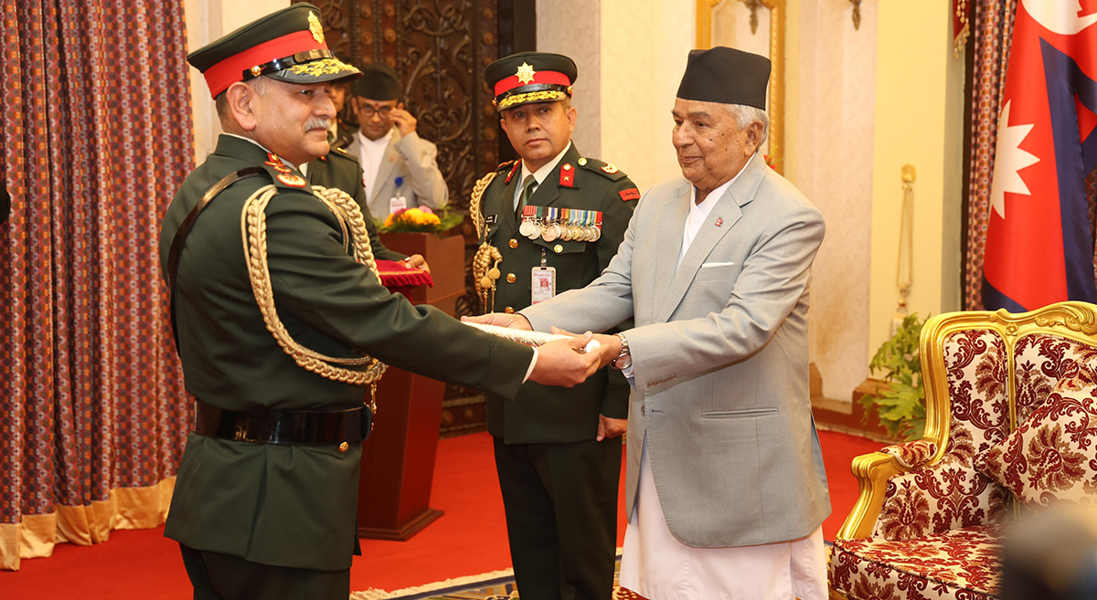 President confers rank of Honorary General of Nepali Army on Indian Army Chief