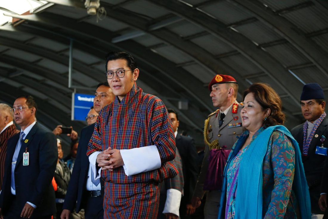 Bhutanese King in Kathmandu, Foreign Minister Rana welcomes him at airport