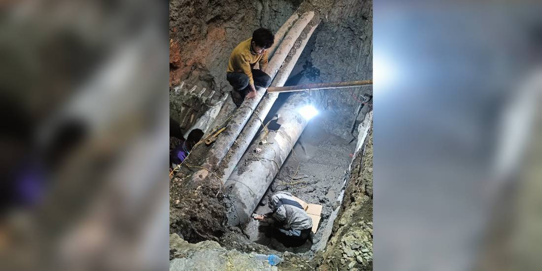 Drinking water pipe in Thapathali repaired